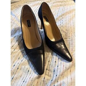 VTG Kate Spade Black Leather Pointed Toe Pumps 3” Heel Size 7.5 Made in Italy